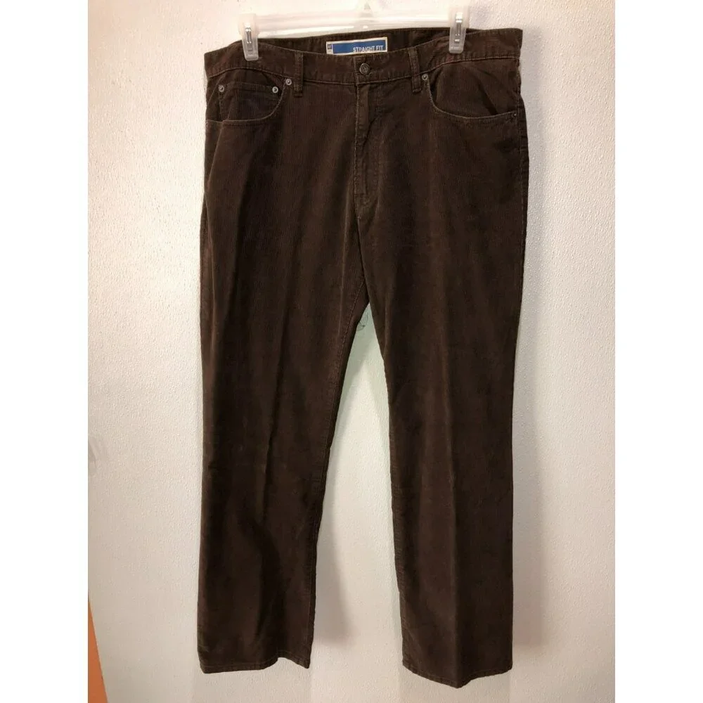 GAP Mens 38 x 32 Brown Corduroy Pockets Straight Fit Leg Pants Trousers Cords